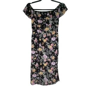 Abercrombie and Fitch Vintage-Inspired Floral Off-Shoulder Midi Dress – Size: SP